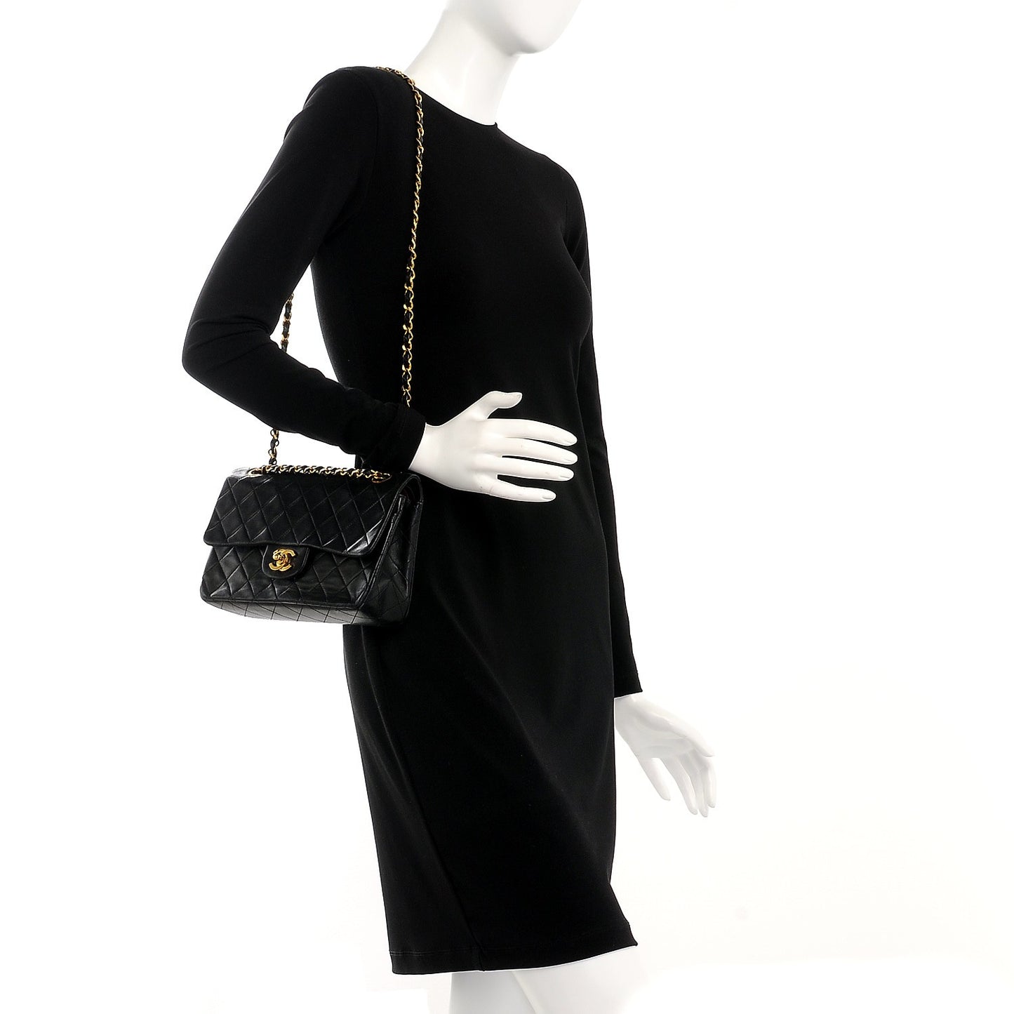 Lambskin Quilted Small Double Flap Black