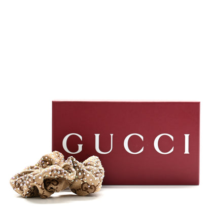 Gucci GG Canvas Crystal Monogram Scrunchie Hair Tie Brown 3 of 3