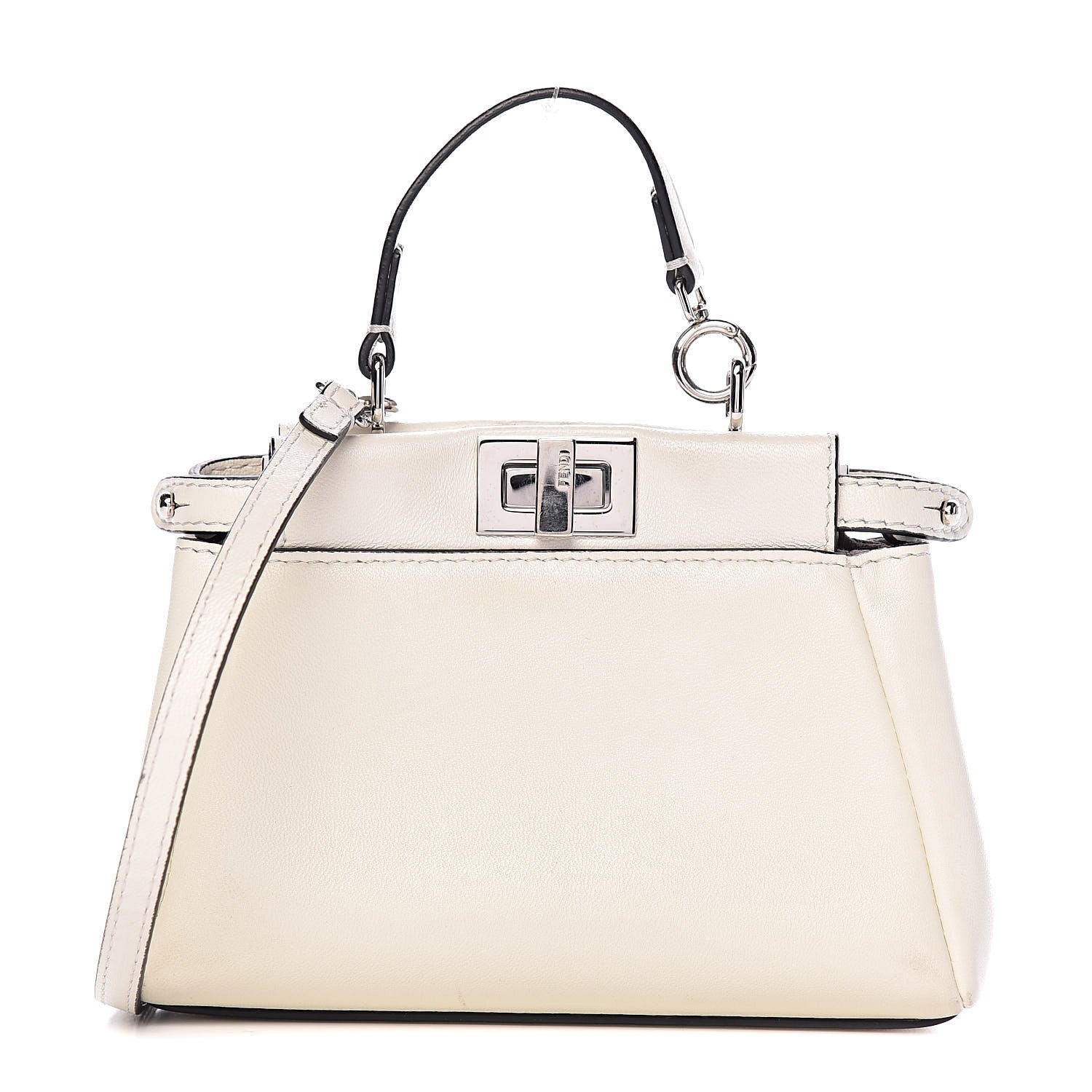 Fendi Shiny Nappa Micro Peekaboo Iconic Satchel White 1 of 11