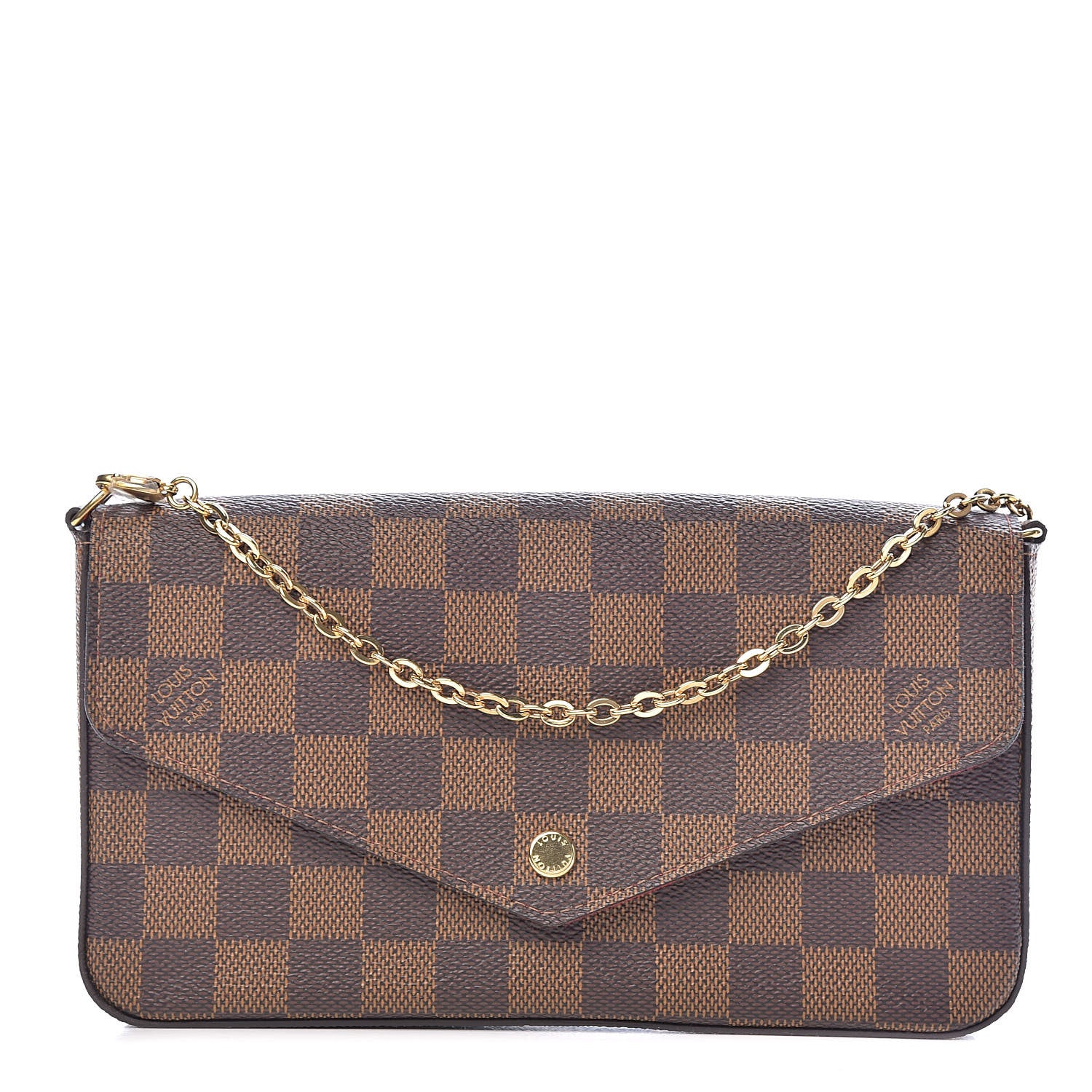 Louis Vuitton Damier Ebene Pochette Felicie Chain Wallet 1 of 12