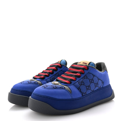 Gucci Monogram Nubuck Miro Soft Calfskin Mens Screener 50mm Sneakers 9.5 Imperial Blue Graphite Grey 4 of 10