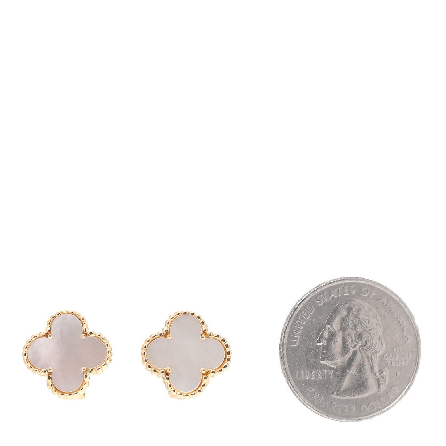 18K Yellow Gold Mother of Pearl Vintage Alhambra Earrings