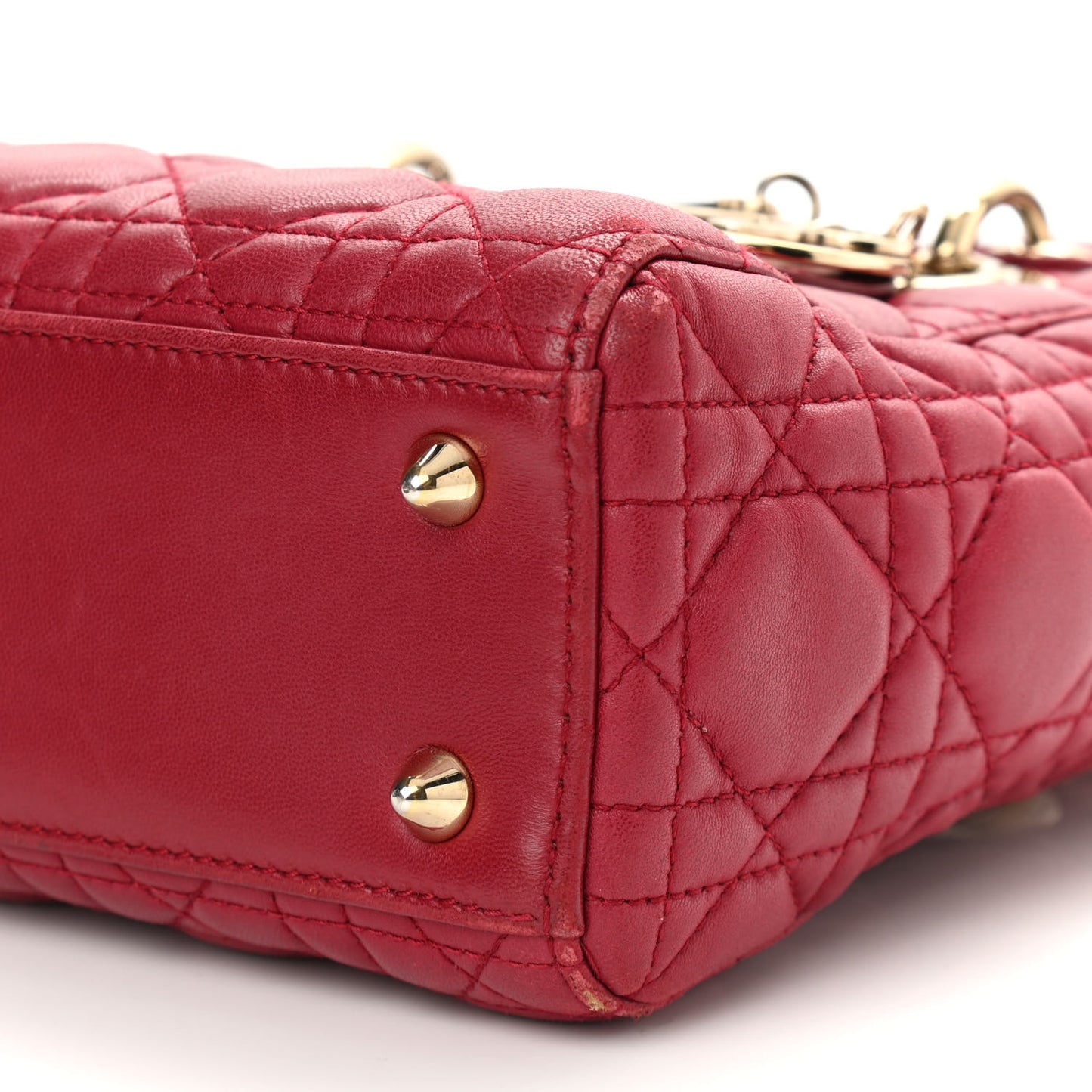 Lambskin Cannage Small Lucky Badges My Lady Dior Red