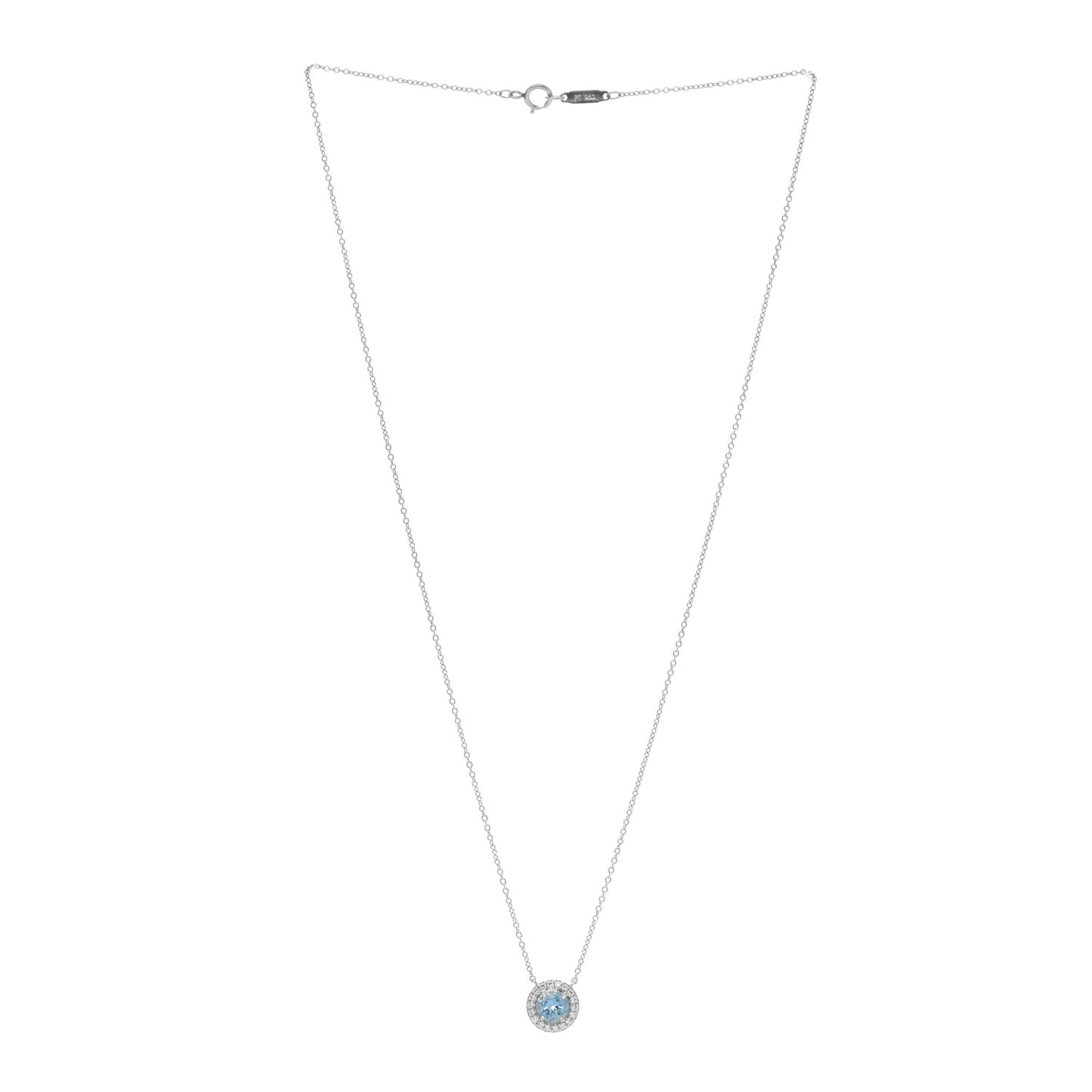 Platinum Diamond Aquamarine Soleste Pendant Necklace