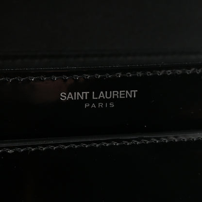 Saint Laurent Glazed Calfskin Monogram Medium Solferino Satchel Black 5 of 9