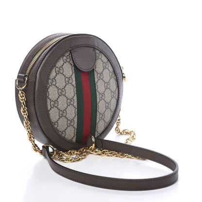Gucci GG Supreme Monogram Web Mini Ophidia Round Shoulder Bag Brown 2 of 10