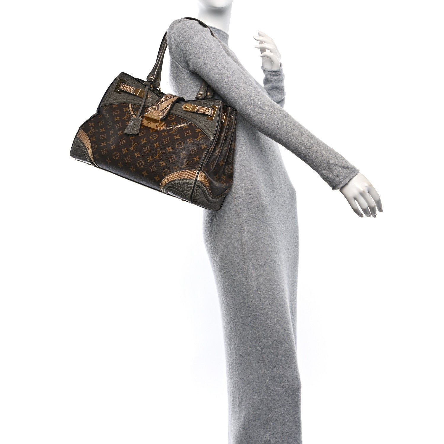 Louis Vuitton Monogram Snakeskin Alligator Monogramissime Exotic Shopper GM Gris 2 of 9