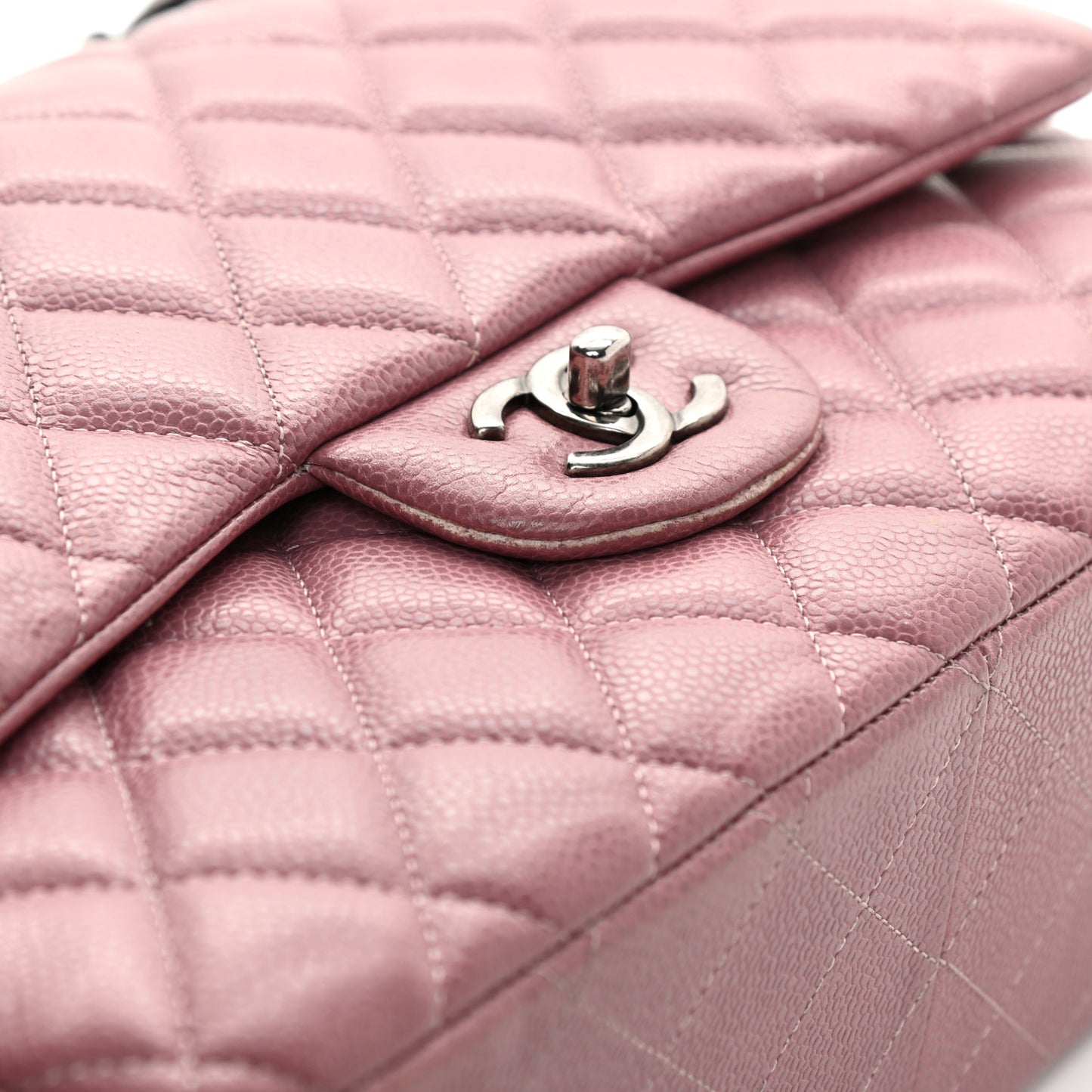 Caviar Quilted Jumbo Double Flap Light Purple