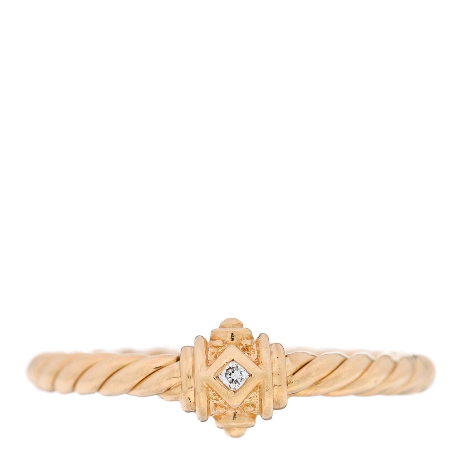 David Yurman 18K Yellow Gold Diamond Renaissance Station Ring 52 6 1 of 4