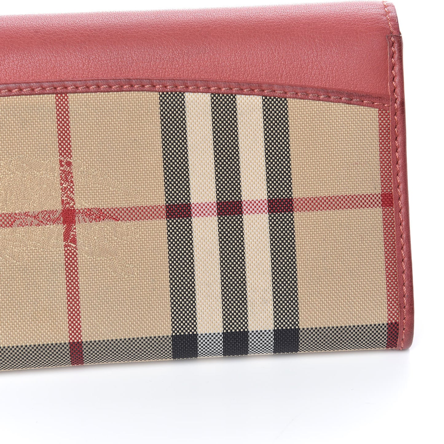 Calfskin Horseferry Check Porter Continental Wallet Coral Pink