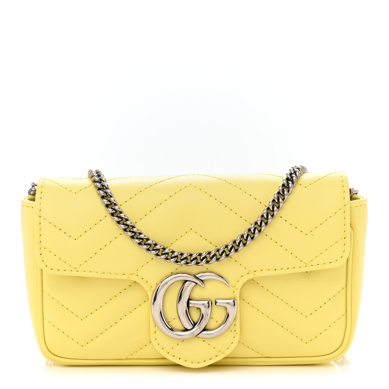 Gucci Calfskin Matelasse Super Mini GG Marmont Shoulder Bag Banana 1 of 10
