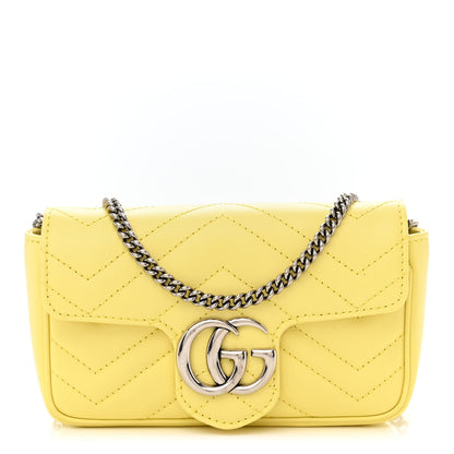 Gucci Calfskin Matelasse Super Mini GG Marmont Shoulder Bag Banana 1 of 10