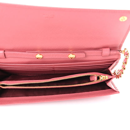 Prada Saffiano Metal Oro Chain Wallet Peonia 4 of 14