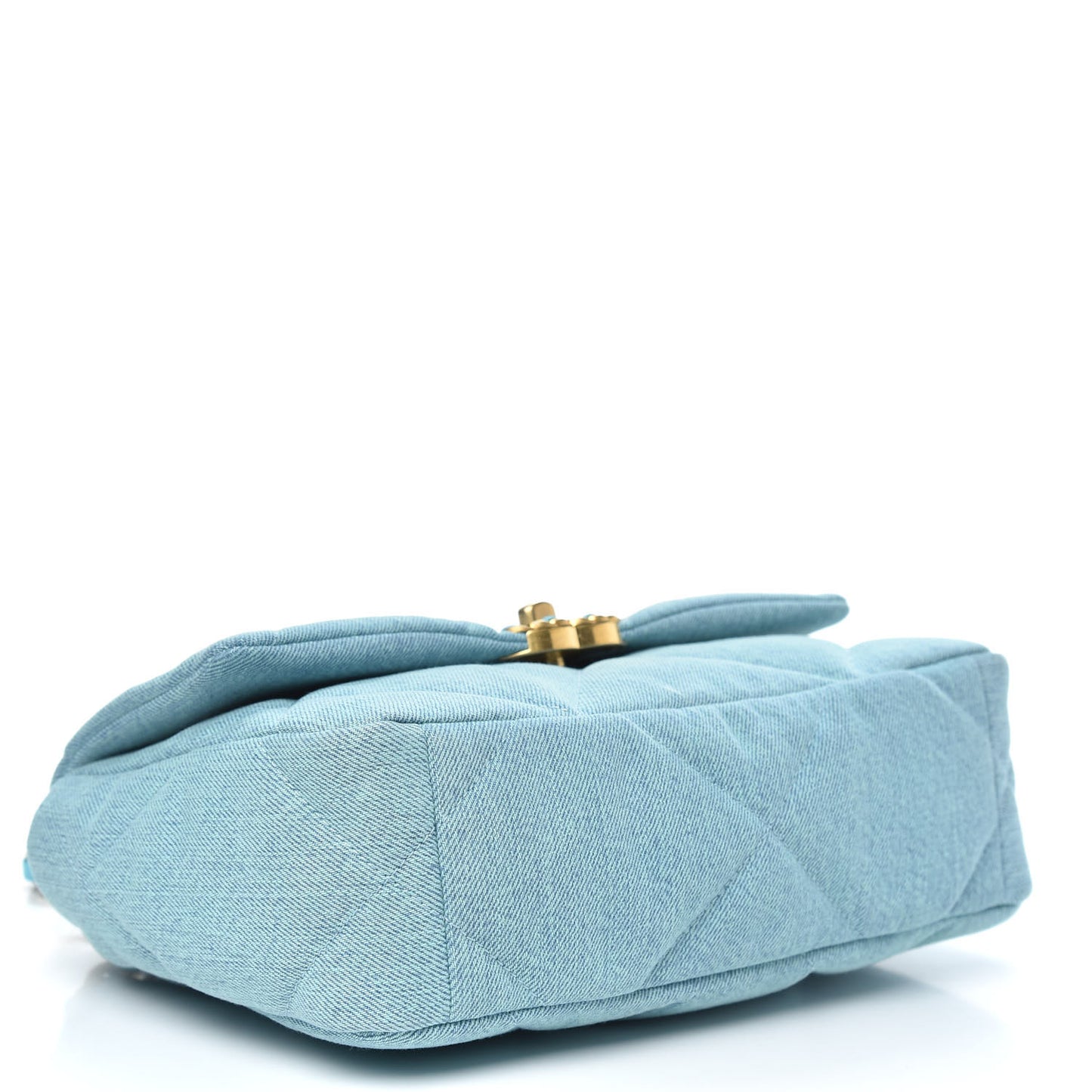 Denim Quilted Medium Chanel 19 Flap Neon Blue