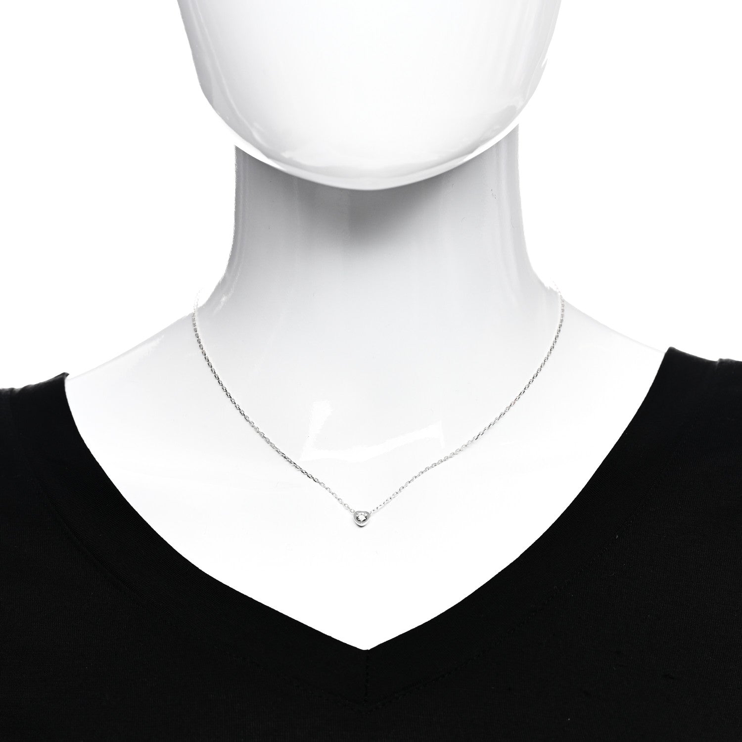 Cartier 18K White Gold Diamond D'Amour Heart Pendant Necklace 2 of 5