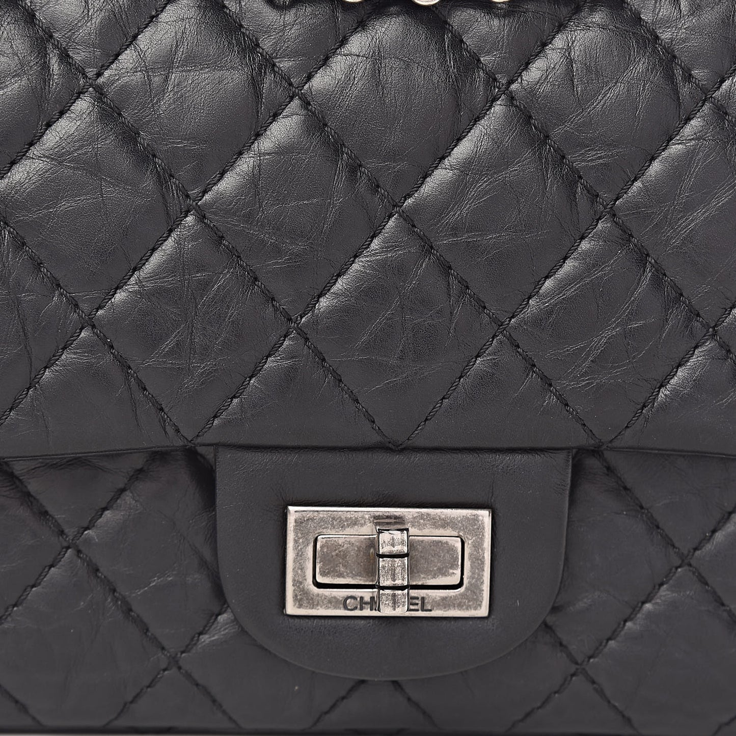 Aged Calfskin Quilted 2.55 Reissue 225 Flap Black