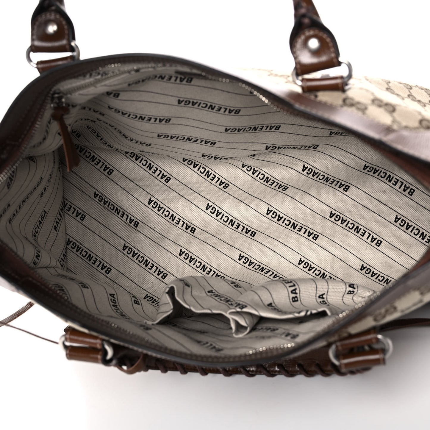X GUCCI GG Monogram Azalea Calfskin Neo Classic Silver Hardware Medium City Beige Ebony Brown Sugar