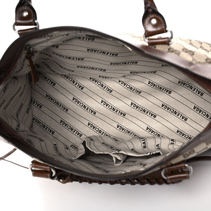 Balenciaga X GUCCI GG Monogram Azalea Calfskin Neo Classic Silver Hardware Medium City Beige Ebony Brown Sugar 5 of 15