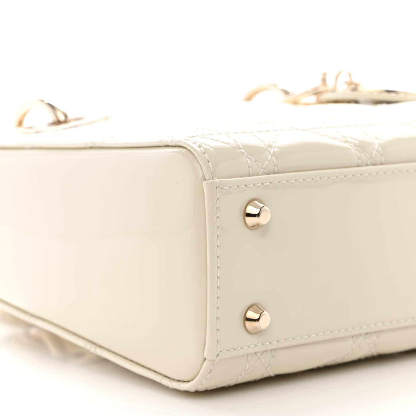 Patent Cannage Mini Lady Dior Latte