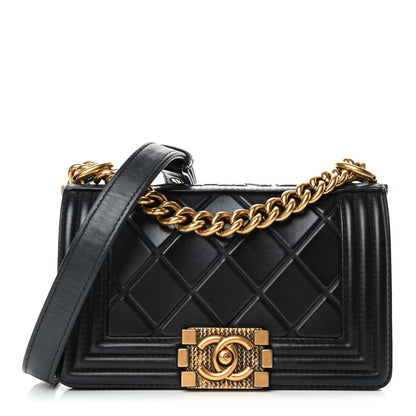 Chanel Calfskin Embossed Small Paris Salzburg Boy Flap Black 1 of 5