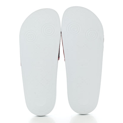 Gucci Canvas Sylvie Stripe Logo Mens Pursuit Slide Sandals 7 Mystic White Hibiscus Red Maritime 5 of 8