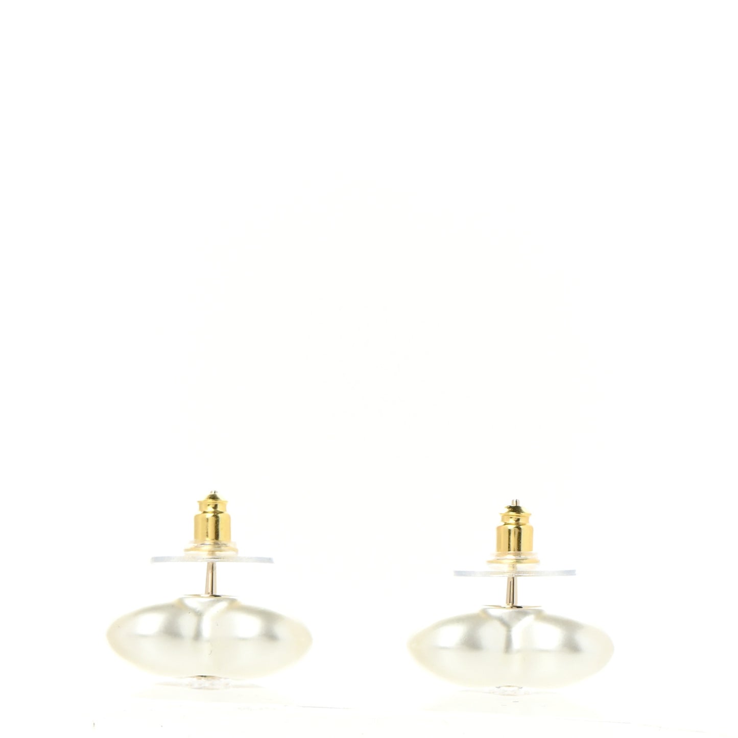Pearl Crystal CC Heart Earrings Gold