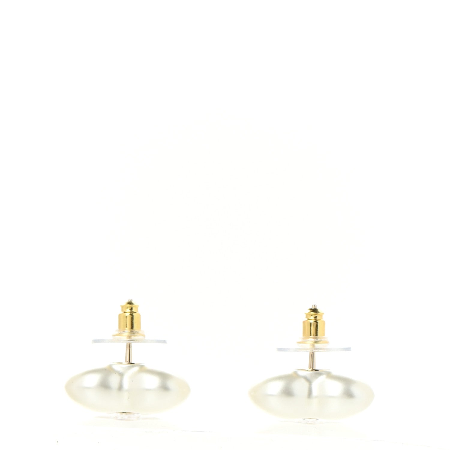 Chanel Pearl Crystal CC Heart Earrings Gold 3 of 5