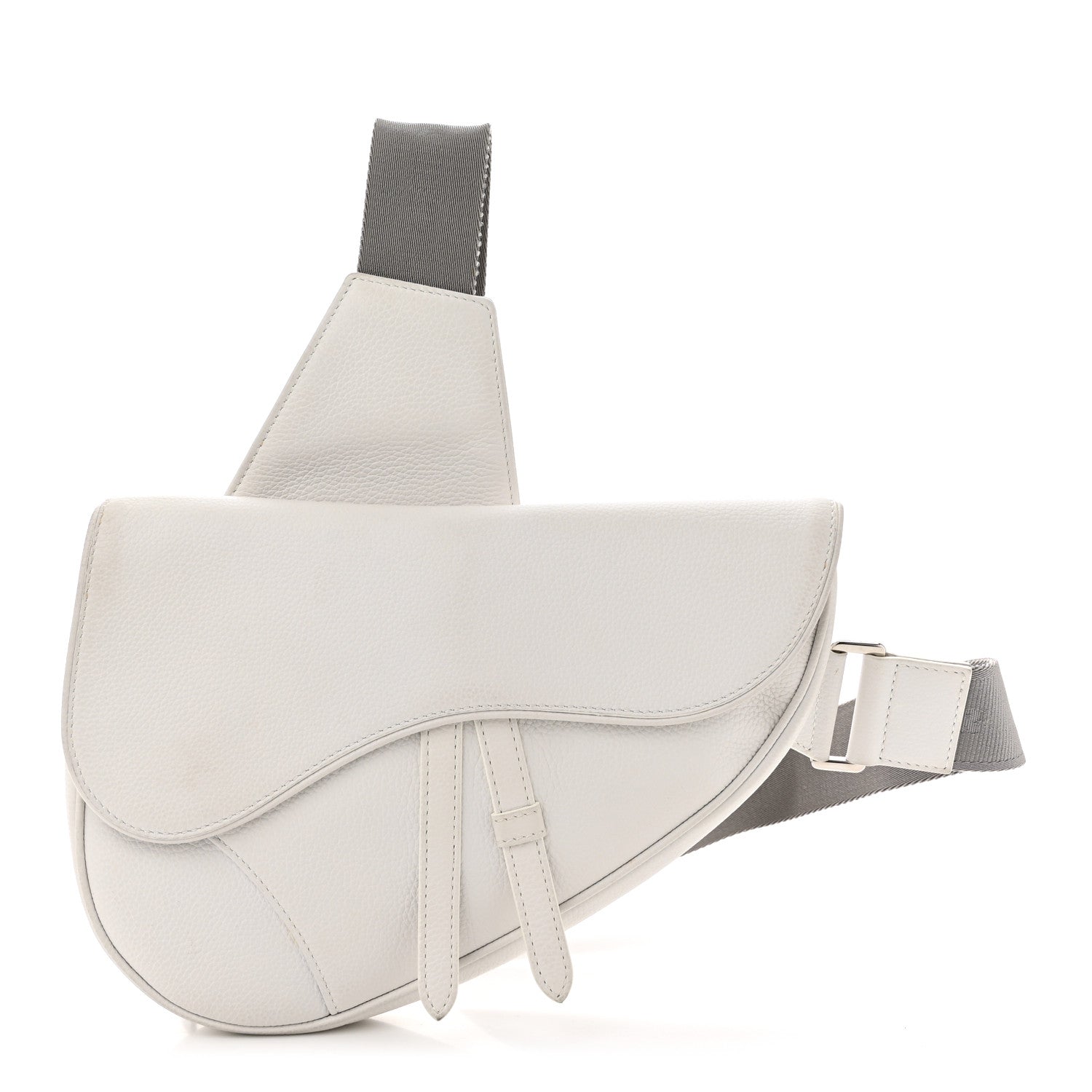 Christian Dior Grained Calfskin Mens Saddle Bag Latte 1 of 10