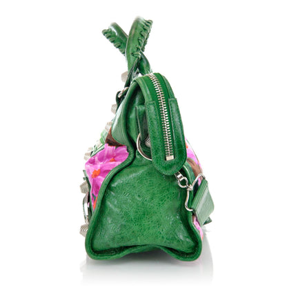 Balenciaga Agneau Canvas Floral Giant 21 Silver Hardware City Green GSH 7 of 10
