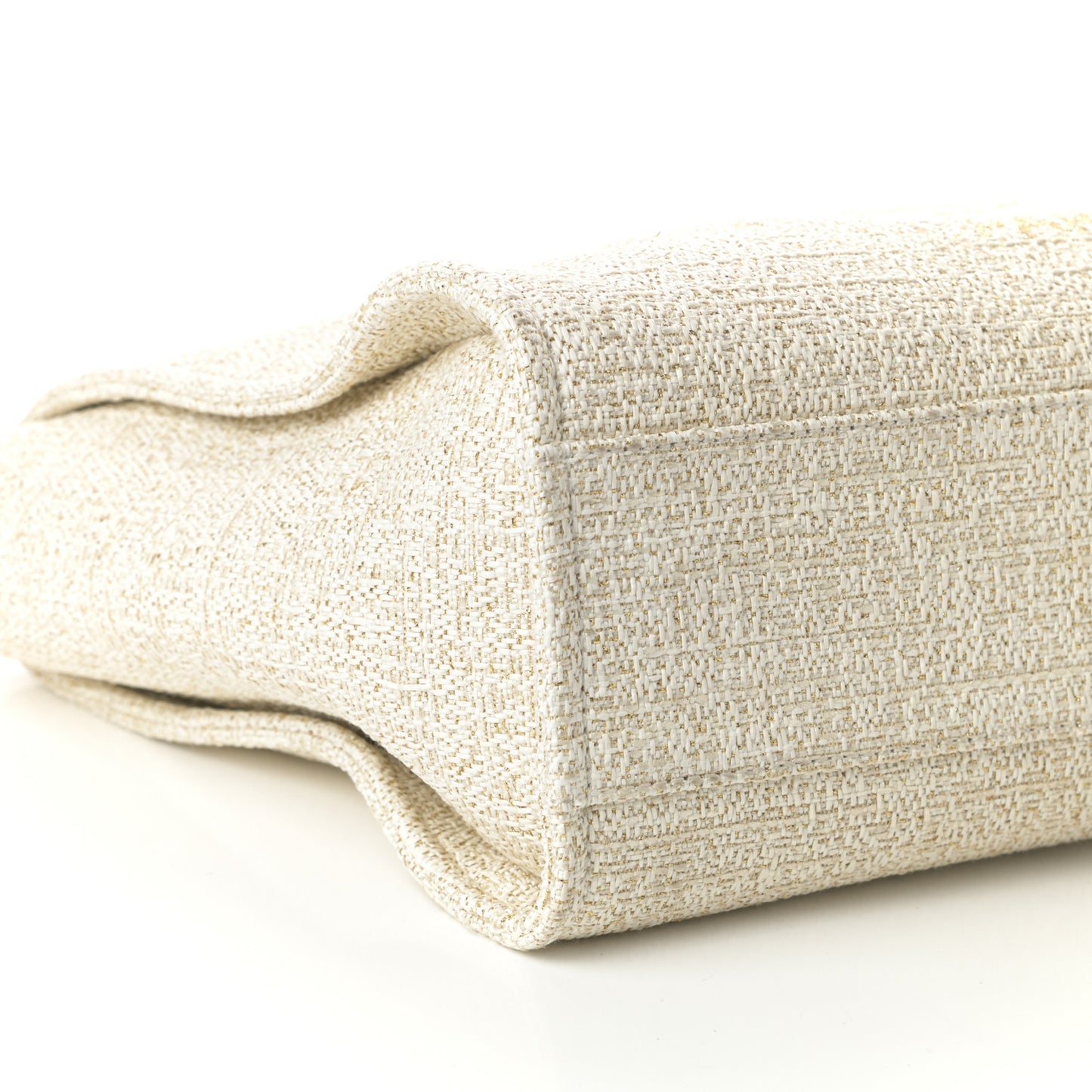 Lurex Boucle Small Deauville Tote Ivory