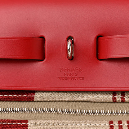 Hermes Vache Hunter Toile H Vibration Herbag Zip 31 PM Bordeaux Ficelle Rouge Piment 11 of 12