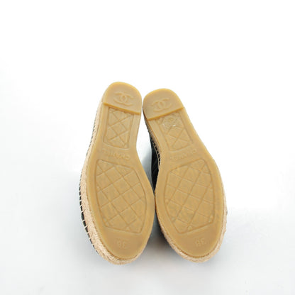 Chanel Lambskin CC Espadrilles 38 Navy Black 5 of 9