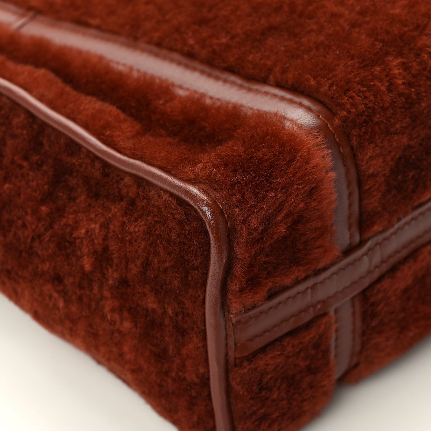 Shearling XS Bazar Shopper Tote Burgundy