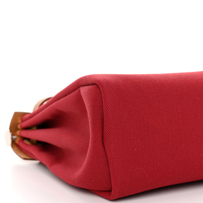 Hermes Vache Hunter Toile Herbag Zip 31 PM Rouge Grenat Natural 9 of 10