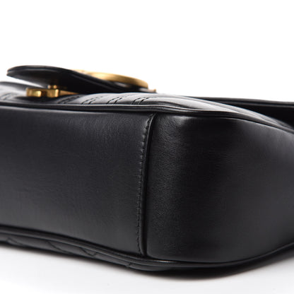 Gucci Calfskin Matelasse Small GG Marmont Shoulder Bag Black 8 of 11