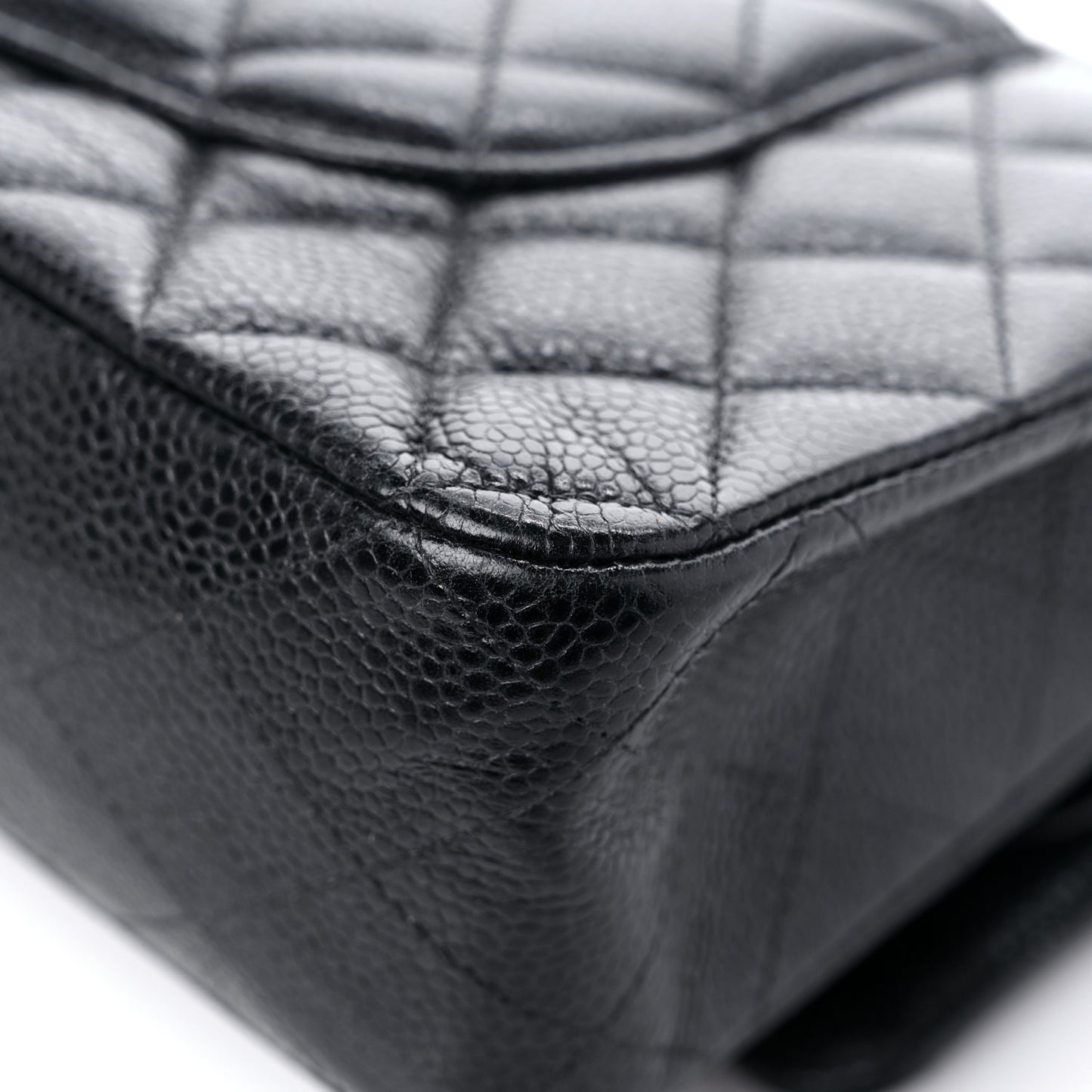 Caviar Quilted Medium Double Flap Black