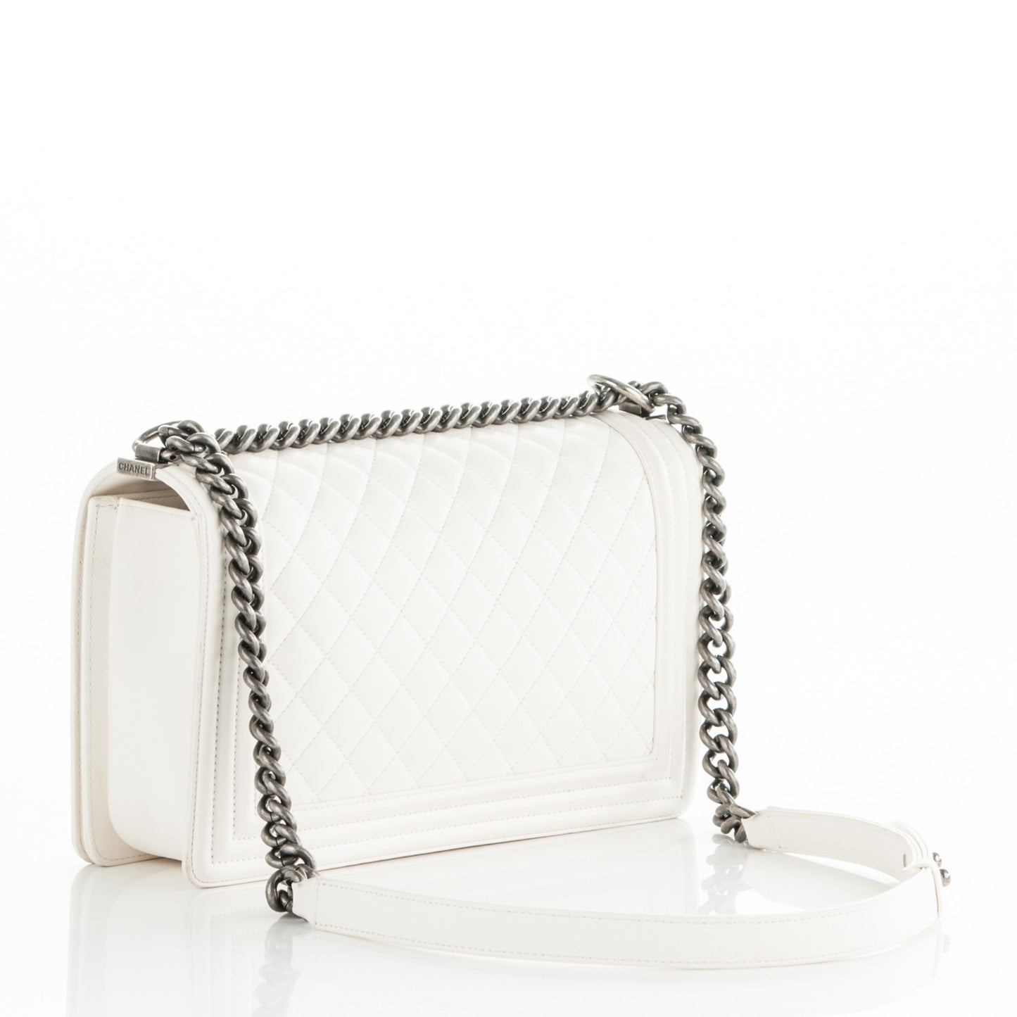 Lambskin Quilted New Medium Boy Flap White