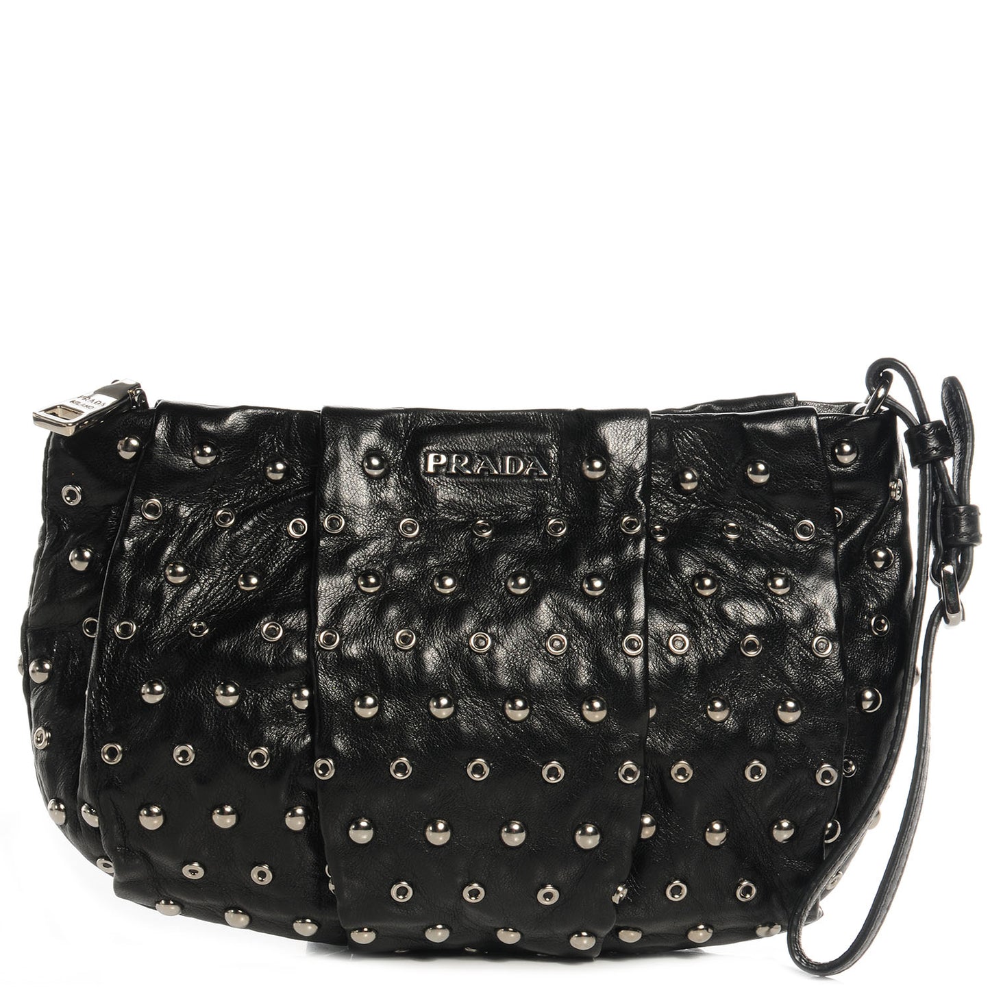 Nappa Grommets Clutch Wristlet Nero Black