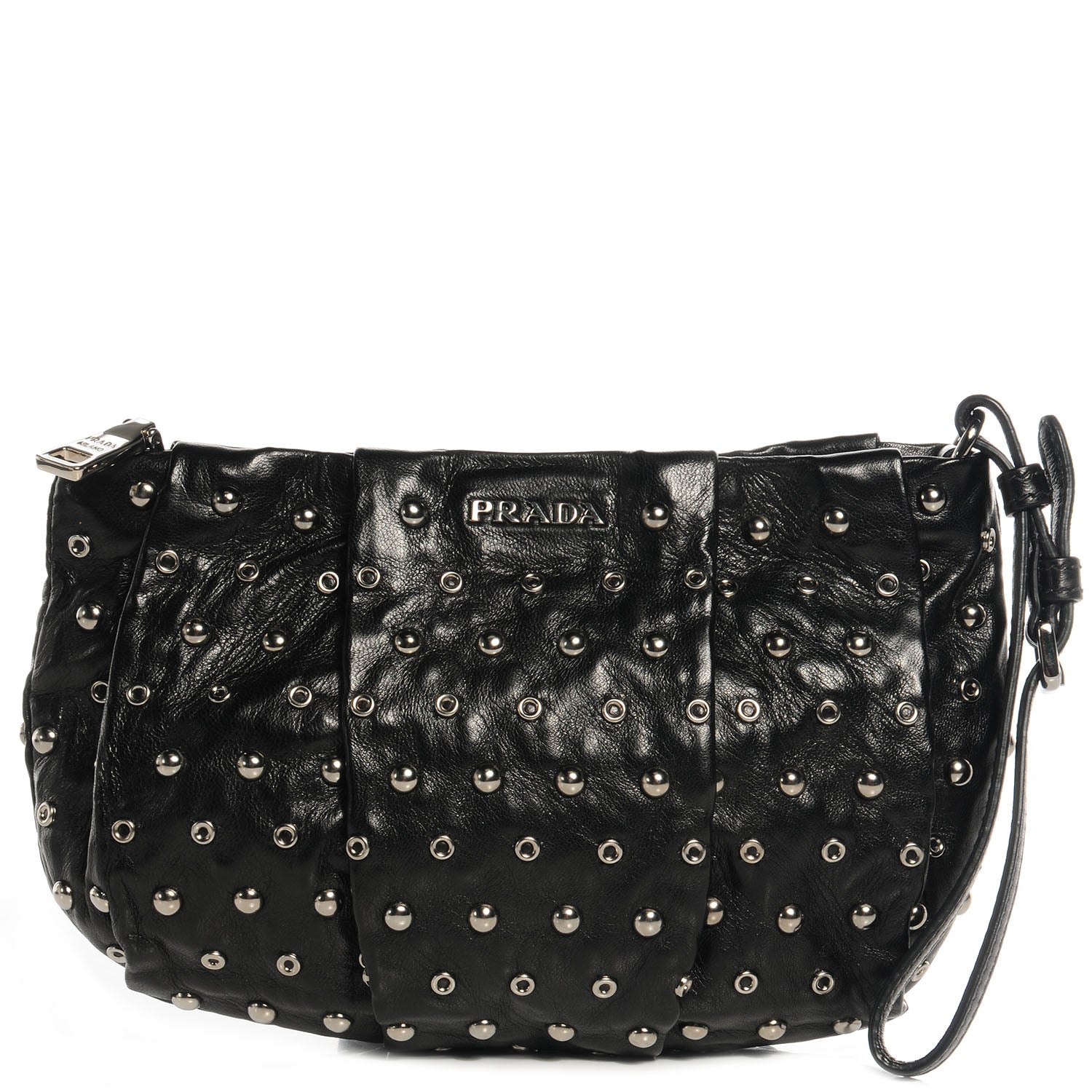 Prada Nappa Grommets Clutch Wristlet Nero Black 1 of 11