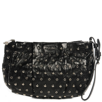 Prada Nappa Grommets Clutch Wristlet Nero Black 1 of 11