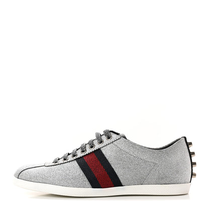 Gucci Glitter Fabric Studded Web Mens Sneakers 6 Silver 1 of 9