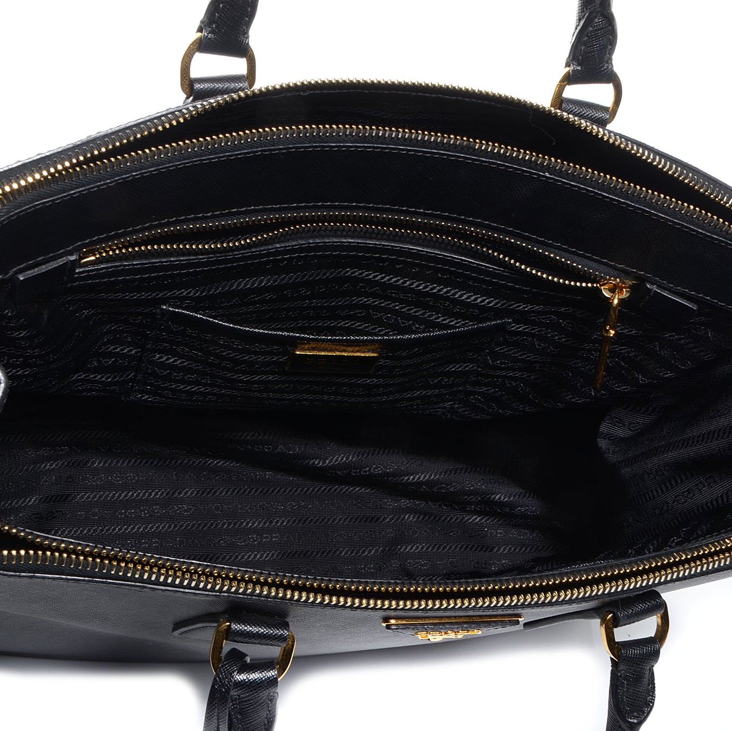 Saffiano Lux Large Double Zip Tote Nero Black