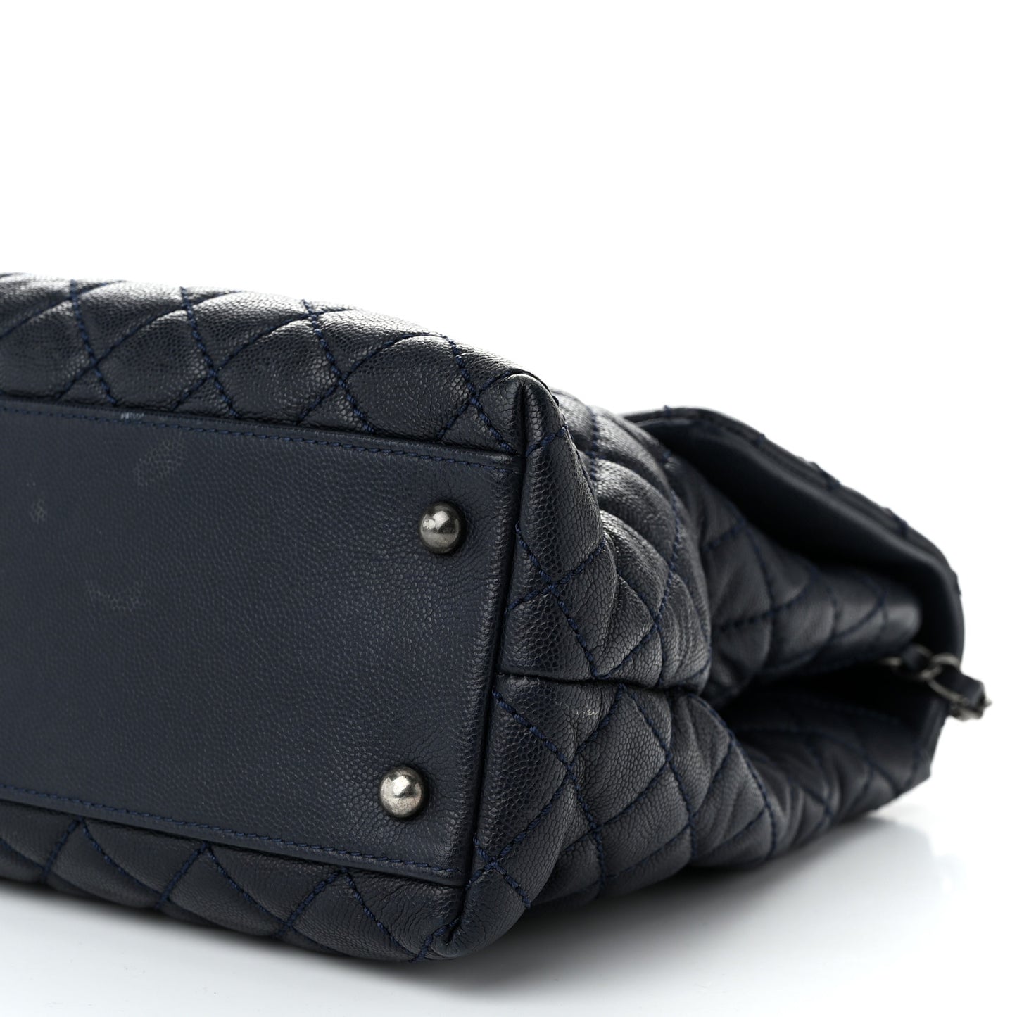 Caviar Quilted Large Coco Handle Flap Navy