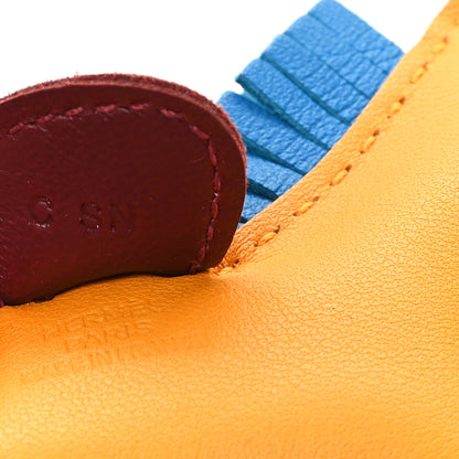 Hermes Milo Lambskin Grigri Rodeo Horse Bag Charm PM Jaune D'Or Bleu Zanzibar Rouge H 3 of 4