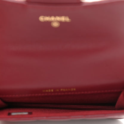 Chanel Lambskin Quilted Top Handle Flap Coin Purse With Chain Burgundy 5 of 8