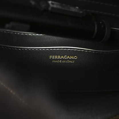 Salvatore Ferragamo Calfskin Shearling Medium Hug Bag Black 6 of 9