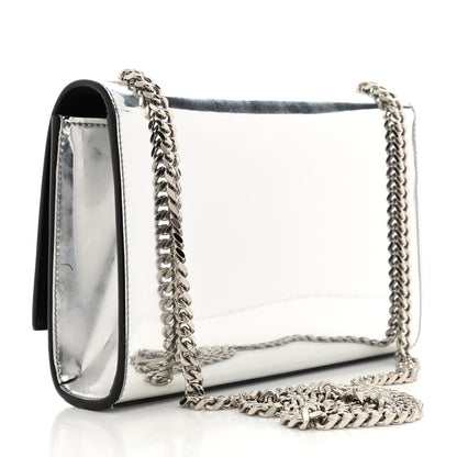 Saint Laurent Vinyl Mirror Small Classic Monogram Kate Satchel Argento 3 of 8