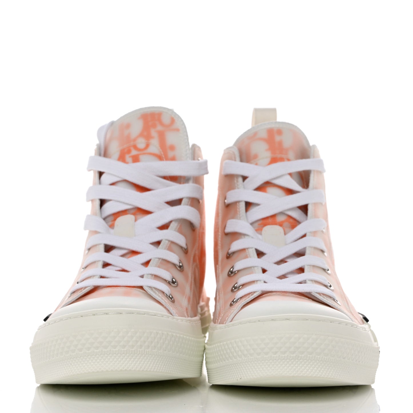 Technical Canvas Oblique Mens B23 High Top Sneakers 37 Orange White