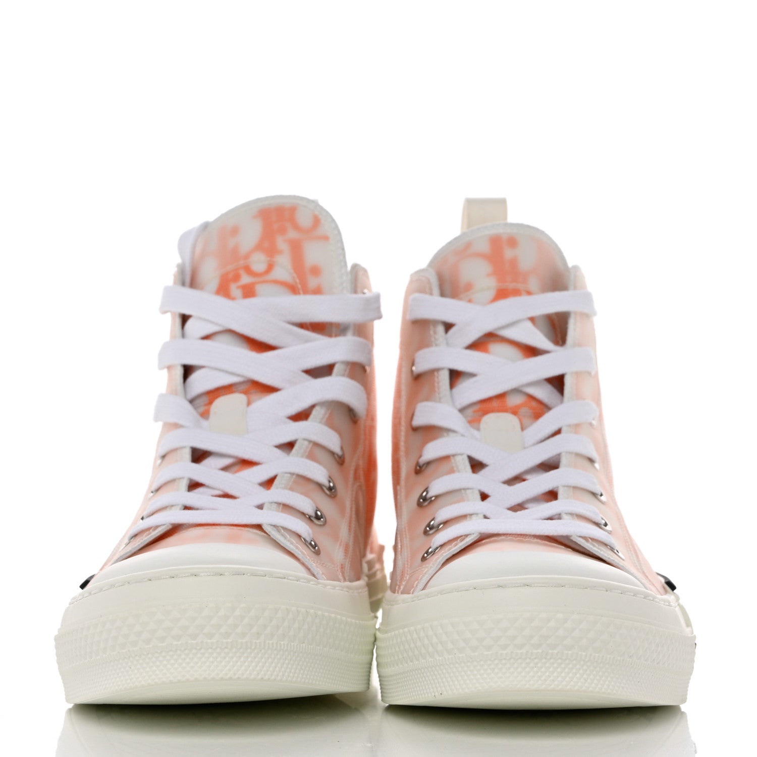 Christian Dior Technical Canvas Oblique Mens B23 High Top Sneakers 37 Orange White 2 of 9