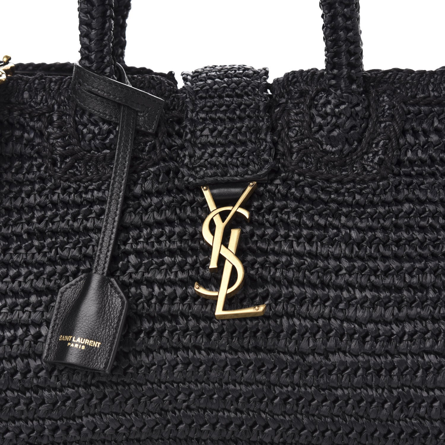 Saint Laurent Raffia Baby Monogram Downtown Cabas Black 10 of 10